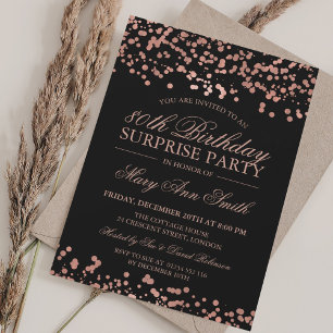 Invitation Surprise 80e anniversaire Rose Gold Foil