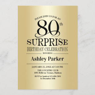 Invitation Surprise 80e fête d'anniversaire - Gold