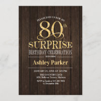 Surprise 80e fête d'anniversaire - Gold Wood