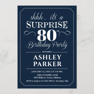 Invitation Surprise 80e fête d'anniversaire - Marine White