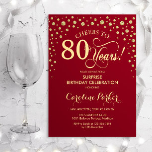 Invitation Surprise 80e fête d'anniversaire - Red Gold