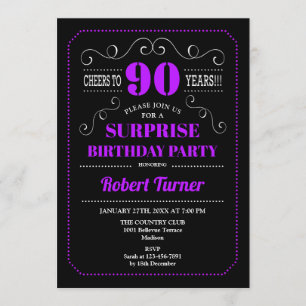 Invitation Surprise 90e anniversaire - Black Purple
