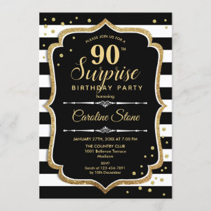Invitation Surprise 90e anniversaire - Black White Gold