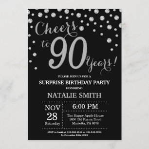 Invitation Surprise 90e anniversaire Diamant noir et argent