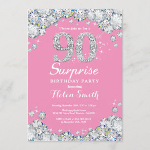 Invitation Surprise 90e anniversaire Diamant rose et argent
