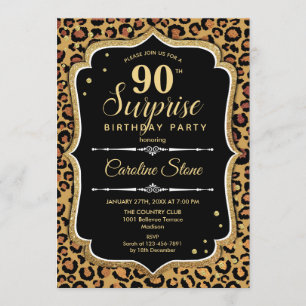 Invitation Surprise 90e anniversaire - Leopard Black Gold