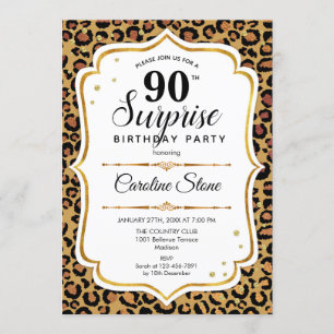 Invitation Surprise 90e anniversaire - Leopard Gold White
