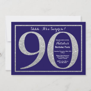 Invitation Surprise 90e anniversaire Marine Blue Silver Parti