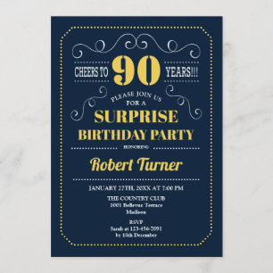 Invitation Surprise 90e anniversaire - Marine Gold