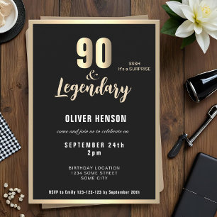 Invitation Surprise 90e anniversaire Moderne Métallic Or 