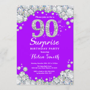Invitation Surprise 90e anniversaire Purple et Silver Diamond