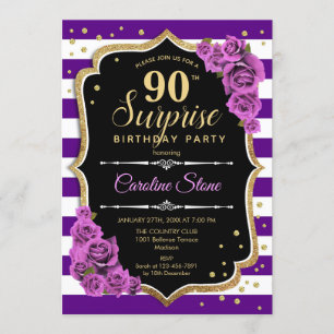 Invitation Surprise 90e anniversaire - Purple Gold