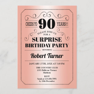 Invitation Surprise 90e anniversaire - Rose Gold Black