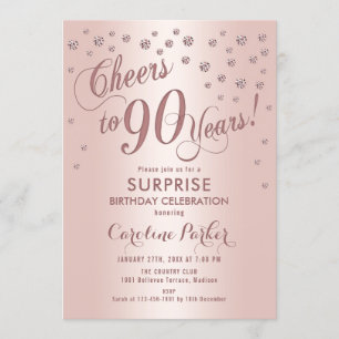 Invitation Surprise 90e fête d'anniversaire - Rose Gold