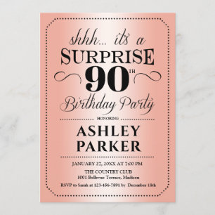 Invitation Surprise 90e fête d'anniversaire - Rose Gold