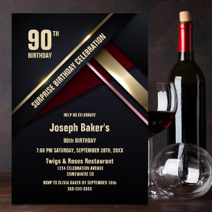 Invitation Surprise 90e Gold Type Anniversaire
