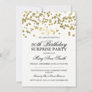 Invitation Surprise 90th Birthday Party Gold Foil Confeti