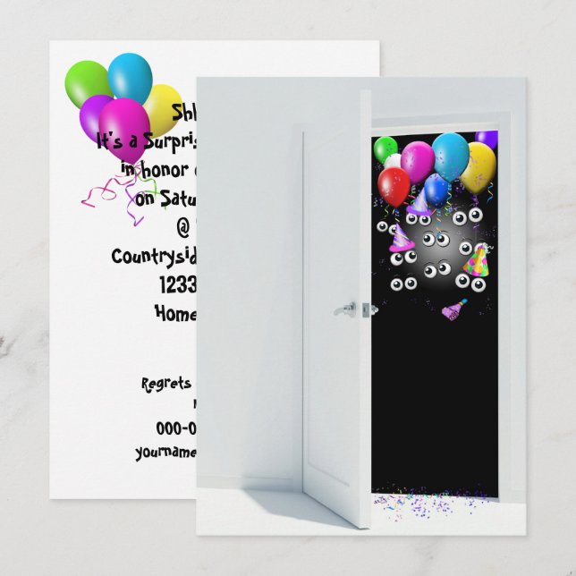 Invitation surprise à la fête d'anniversaire avec  (Devant / Derrière)