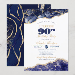 Invitation Surprise Adulte Anniversaire Fête Élégante Marine 