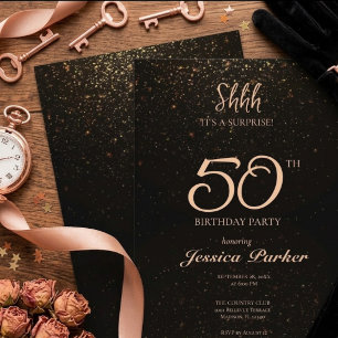 Invitation Surprise Agate Or Noir pour 50e Anniversaire 