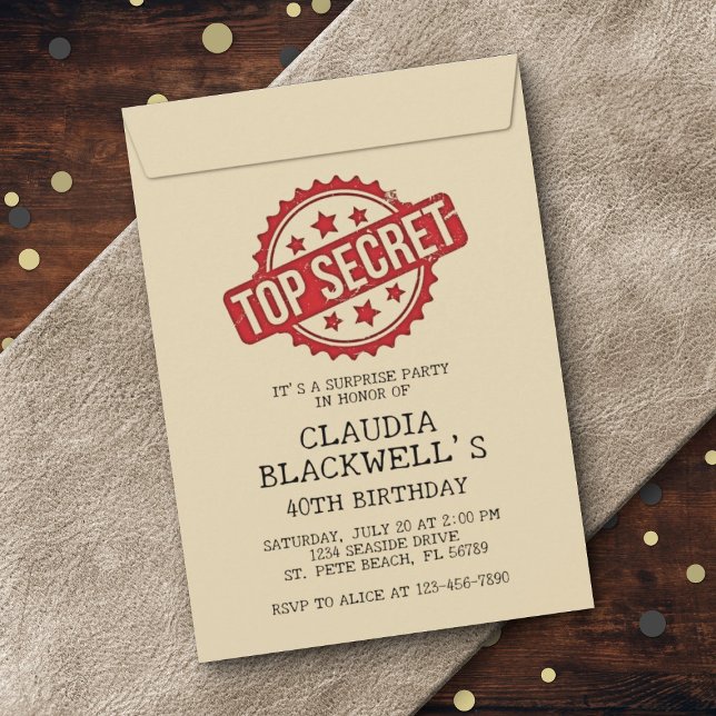 Invitation Surprise Amusement Top Secret Anniversaire (Créateur téléchargé)