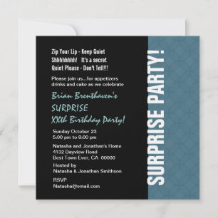 Invitation SURPRISE Année Anniversaire Moderne Dusty Blue V01