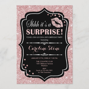 Invitation Surprise Anniversaire - Black Rose Gold