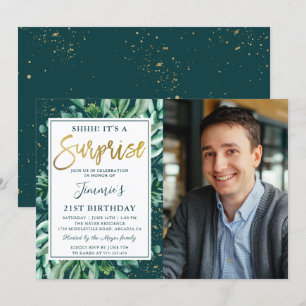 Invitation Surprise Anniversaire Chic Vert Parties scintillan