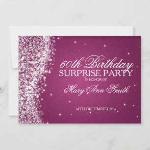 Invitation Surprise Anniversaire Fête Étincelante Vague Rose