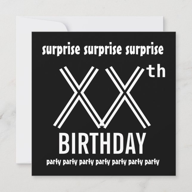 Invitation SURPRISE Anniversaire Fête Personnalisée Année Noi (Devant)