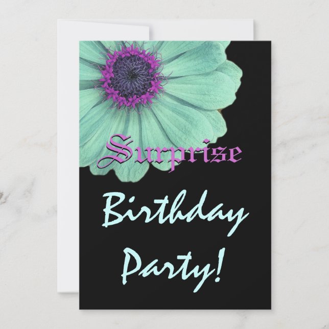 Invitation SURPRISE Anniversaire Green Purple Daising Nom per (Devant)
