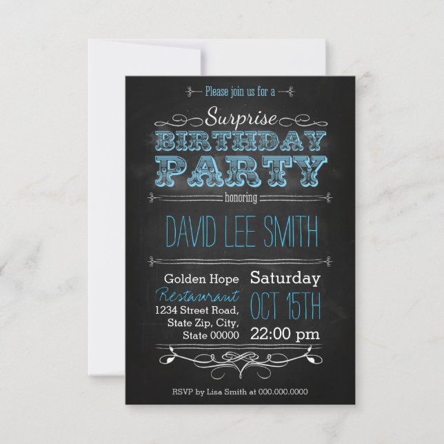 Invitation Surprise Birthday Party (Devant)