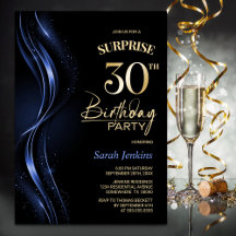 Surprise Black Blue 30th Birthday Party