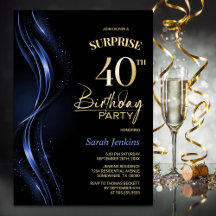 Surprise Black Blue 40th Birthday Party
