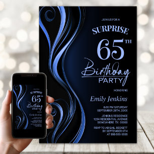Invitation Surprise Black Blue 65e fête d'anniversaire