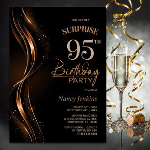 Invitation Surprise Black Orange 95e fête d'anniversaire