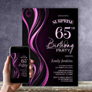 Invitation Surprise Black Pink 65e anniversaire fête