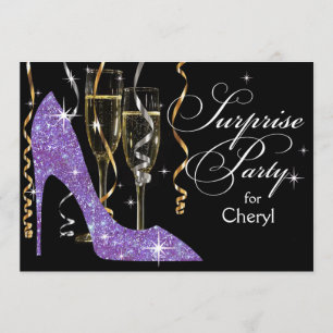 Invitation Surprise d'anniversaire au champagne Glitter Stile
