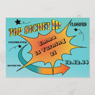 Invitation Surprise de style de bande dessinée Top Secret