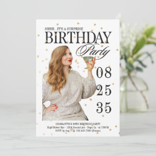 Invitation Surprise écriture moderne Adulte Anniversaire Or