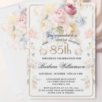 SURPRISE Élégant Fleurs Peintes 85e Anniversaire