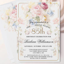 SURPRISE Élégant Fleurs Peintes 85e Anniversaire 
