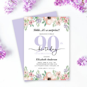 Invitation Surprise élégant floral pastel pour une fête d'ann