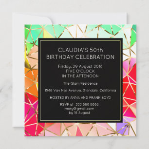 Invitation Surprise fête d'anniversaire Golden Foil Rainbow