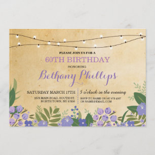 Invitation Surprise fête d'anniversaire Rustic Floral Invitat
