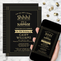 Surprise fête d'anniversaire Shhh! Élégant noir et