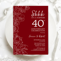 Surprise Floral Rouge Rubis 40e Anniversaire