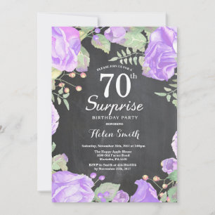 Invitation Surprise Florale Botanique Violette 70e Anniversai