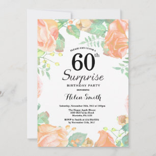 Invitation Surprise Florale de Pêche Botanique 60e Anniversai