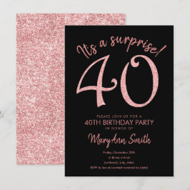 Invitation Surprise Forty Rose Gold 40e anniversaire